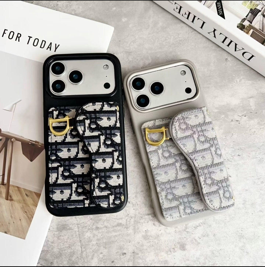 "Saddle" Style Leather Wallet Case with Magnetic Stand for iPhone