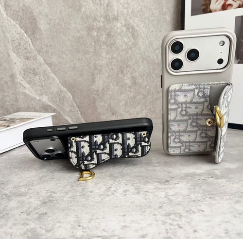"Saddle" Style Leather Wallet Case with Magnetic Stand for iPhone